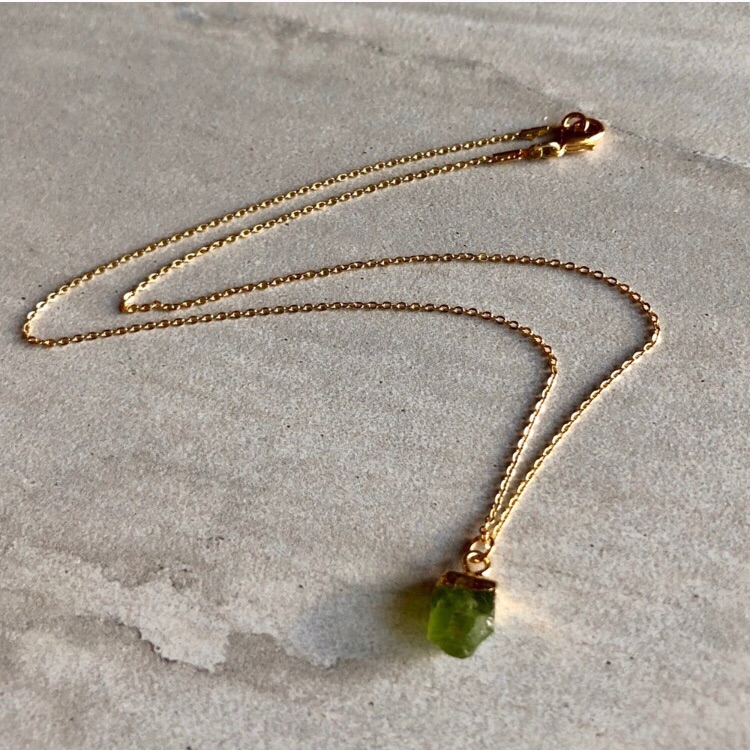 Boho Raw Peridot Necklace